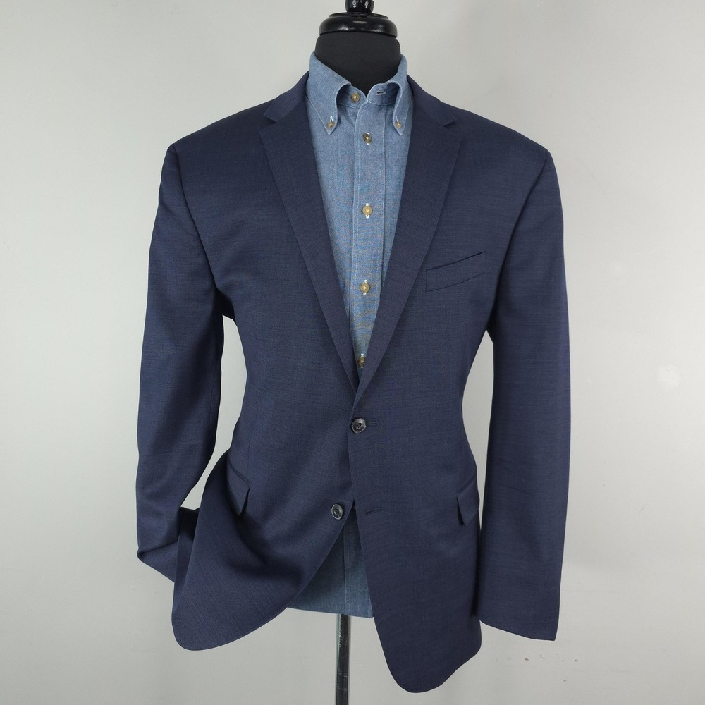 Jos A Bank 1905 Blazer Mens 48R Blue Wool Slim Fit Stretch Suit Jacket Travel